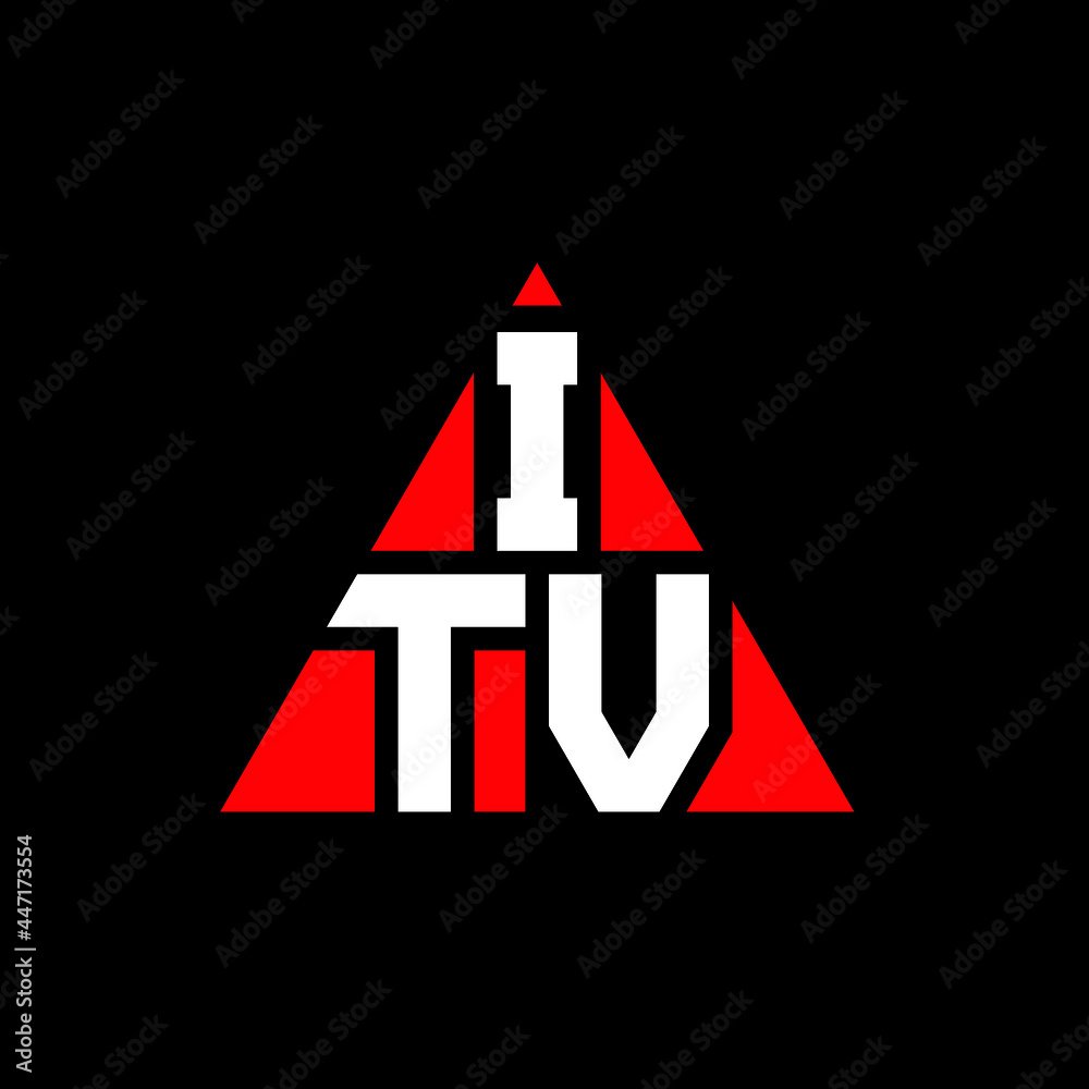 ITV triangle letter logo design with triangle shape. ITV triangle logo