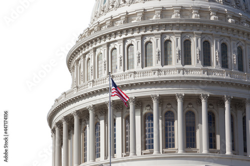 Capitol Building is  isolated on white background. The United States Capitol is in Washington, USA