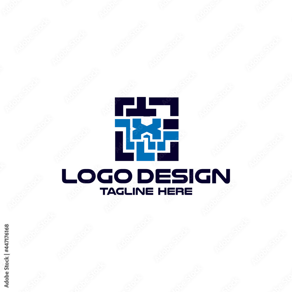 Letter X logo, Square shape, Colorful, Technology and digital abstract dot connection Letter X logo, Square shape, Colorful, Technology and digital abstract dot connection