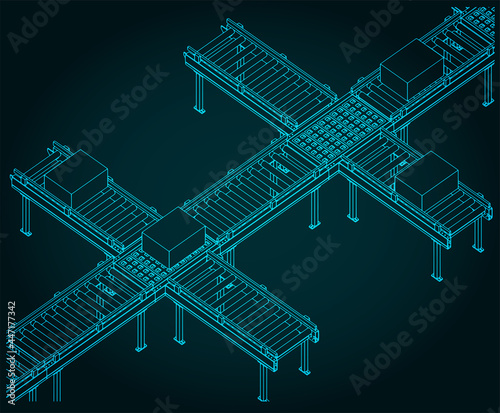Conveyor roller line illustration