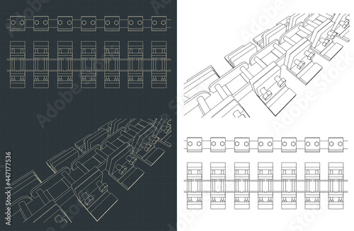 Track chain blueprints of tracked vehicles