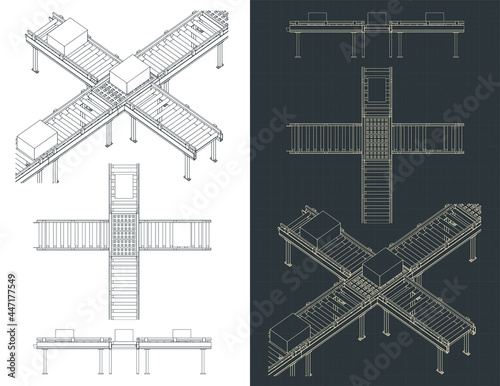 Transition Roller Conveyor for Production Line Blueprints