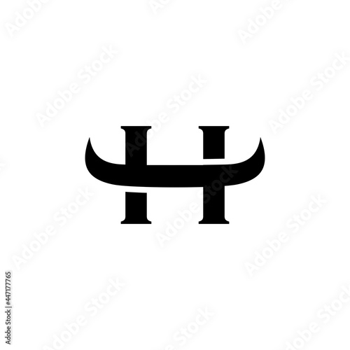 Initial letter H horn bull logo design