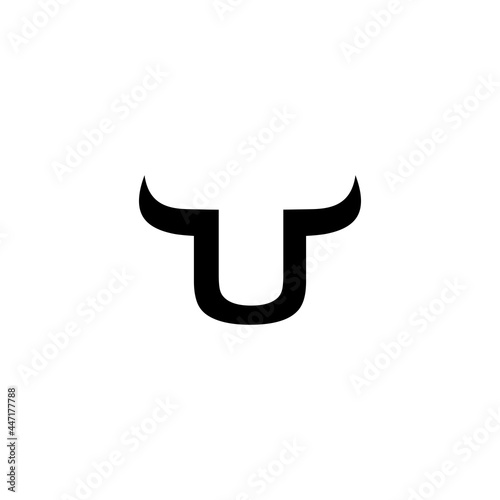 Initial letter U horn bull logo design