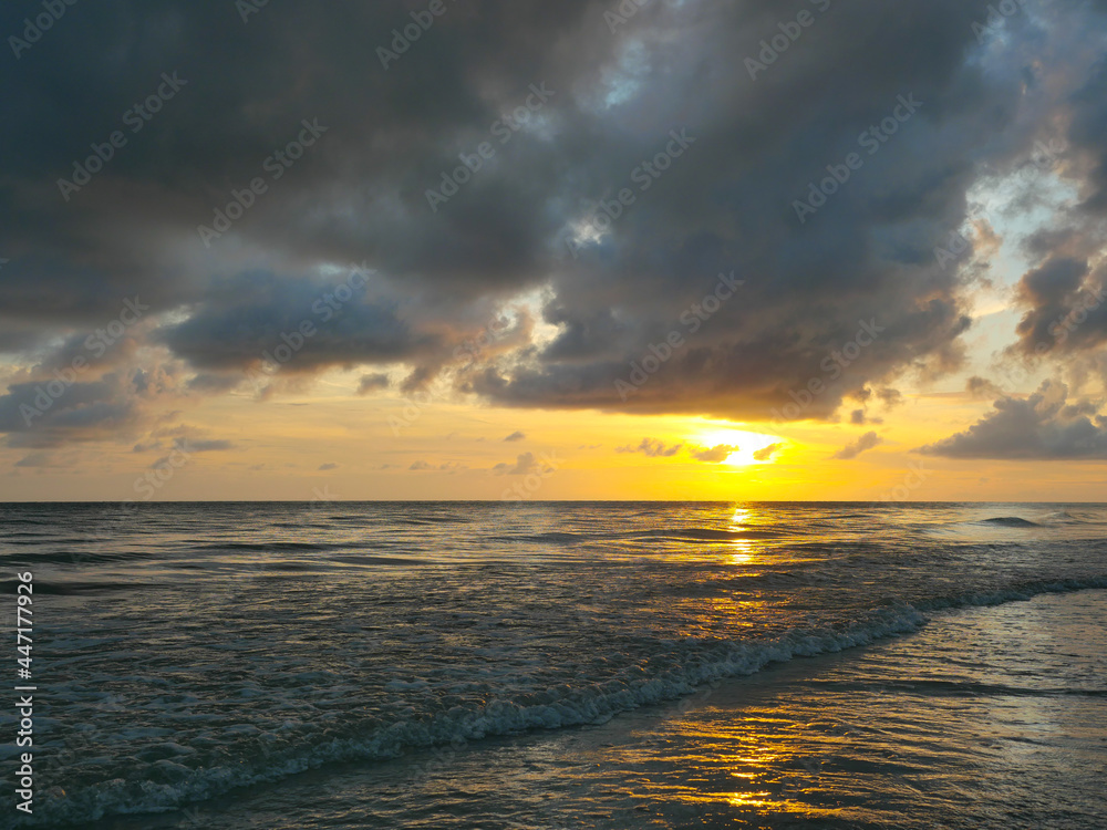 Stormy dusk on Redington Shores. Background seascape and calming environment.