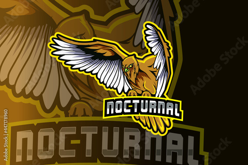 owl mascot for sports and e sports logo isolated on dark background