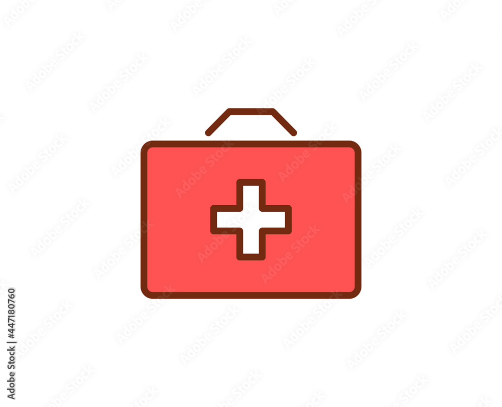 First aid kit flat icon. Thin line signs for design logo, visit card, etc. Single high-quality outline symbol for web design or mobile app. Medical outline pictogram. First aid kit flat icon. Thin line signs for design logo, visit card, etc. Single high-quality outline symbol for web design or mobile app. Medical outline pictogram.