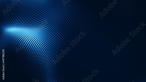 Dot white blue wave light screen gradient texture background. Abstract technology big data digital background. 3d rendering.