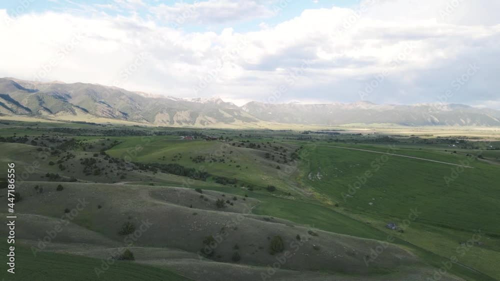 Gallatin National Forest valley Montana Bridger Range Mountains aerial Gallatin National Forest valley Montana Bridger Range Mountains aerial