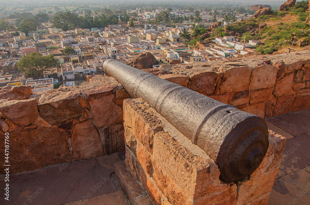 Old cannon at Badami caves, Badami, Karnataka, India Old cannon at Badami caves, Badami, Karnataka, India
