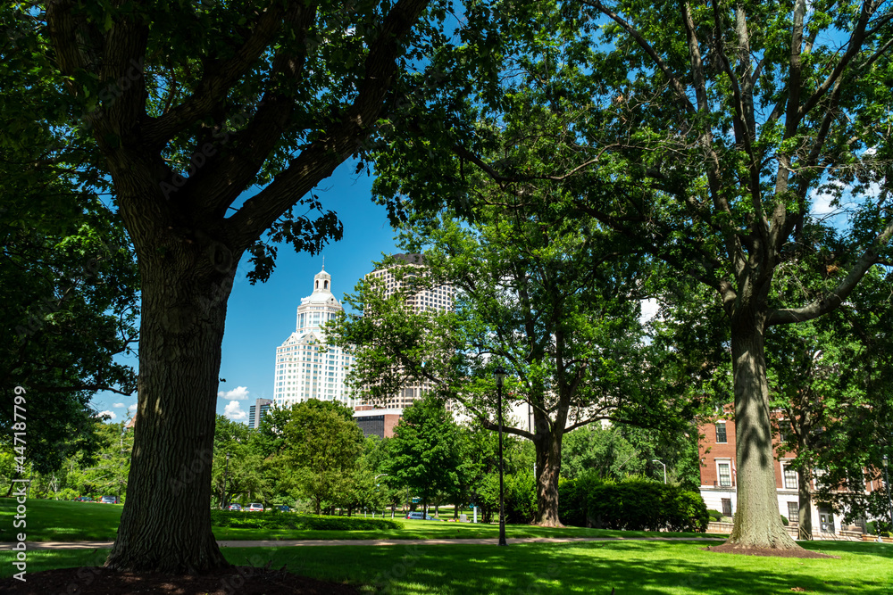 View of Downtown Hartford, CT from the State Capitol Grounds
