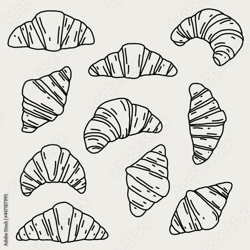 Doodle freehand sketch drawing of croissant bread.