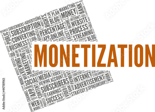 Monetization vector illustration word cloud isolated on a white background.