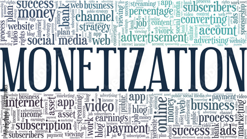 Monetization vector illustration word cloud isolated on a white background.