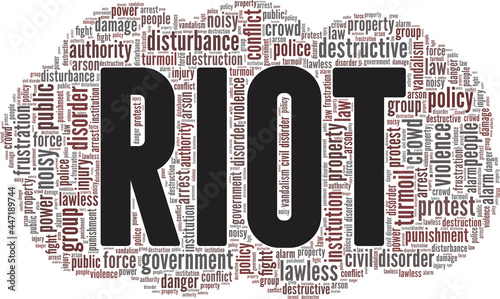 Riot vector illustration word cloud isolated on a white background.