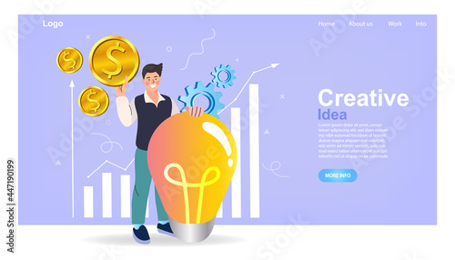 Start up investors landing page website. personal growth, professional development, increase in income. big idea concept. vector illustration for webpage.