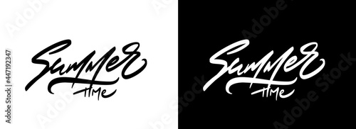 Summer time text design for t-shirt printing. Modern hand lettering design for streetwear. Handwritten calligraphy in modern style.