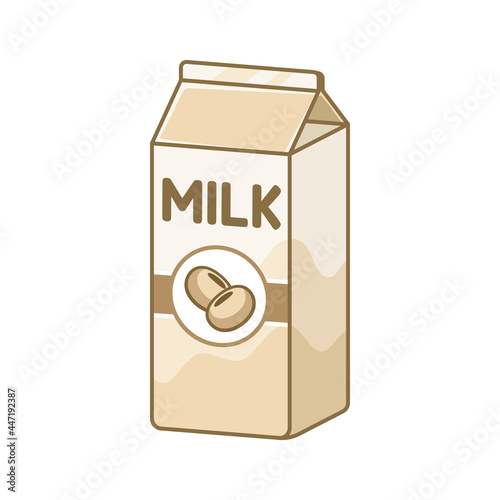 Tall soy milk carton clipart element. Cute simple flat vector illustration design. Soybean flavor dairy drink print, sign, symbol.