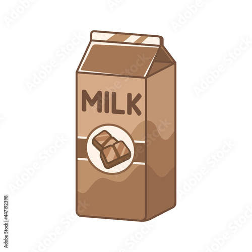 Tall chocolate milk carton clipart element. Cute simple flat vector illustration design. Cacao cocoa flavor dairy drink print, sign, symbol.