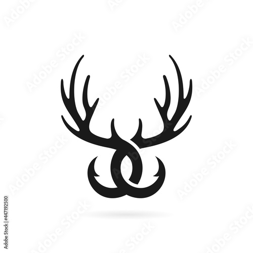 Billede på lærred deer antler and hook logo design