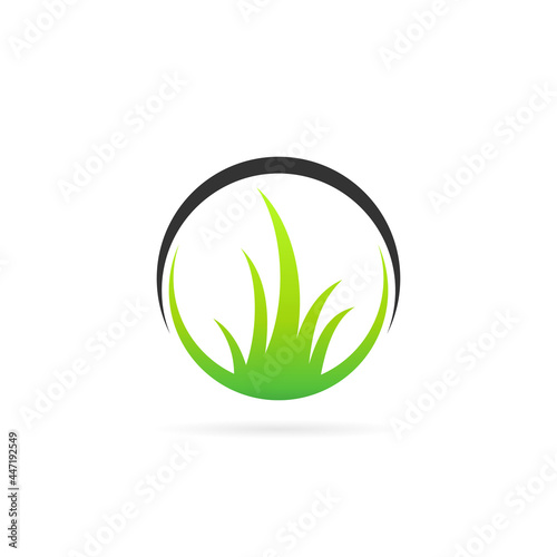 circular grass vector logo design