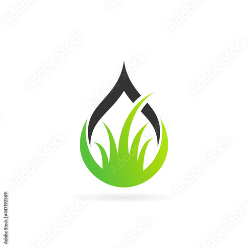 grass logo with water drop concept