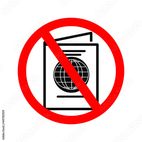 no passport. passport icon in trendy flat style isolated with red prohibit sign for your website design, logo, app, UI. Vector illustration, EPS10.