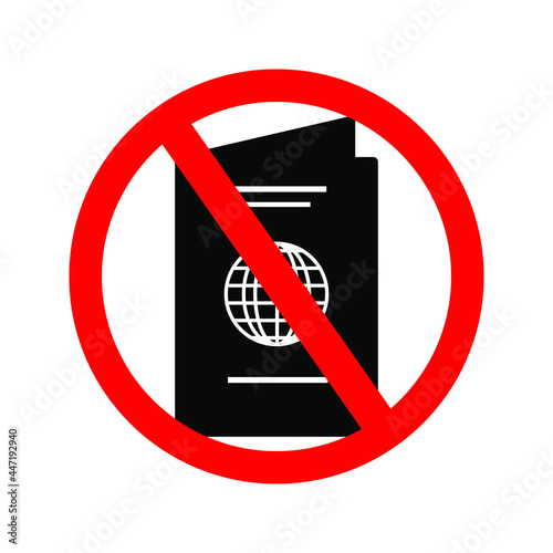 no passport. passport icon in trendy flat style isolated with red prohibit sign for your website design, logo, app, UI. Vector illustration, EPS10.