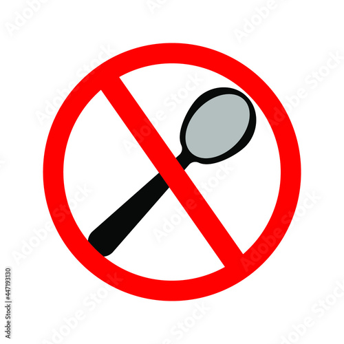 no spoons. spoon icon in trendy flat style isolated with red prohibit sign for your website design, logo, app, UI. Vector illustration, EPS10.