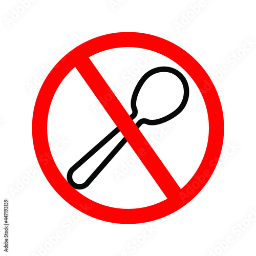 no spoons. spoon icon in trendy flat style isolated with red prohibit sign for your website design, logo, app, UI. Vector illustration, EPS10.