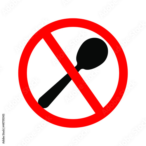 no spoons. spoon icon in trendy flat style isolated with red prohibit sign for your website design, logo, app, UI. Vector illustration, EPS10.