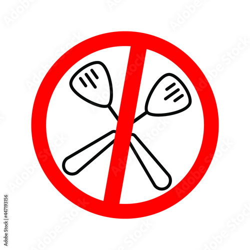 no spatula. spatula icon in trendy flat style isolated with red prohibit sign for your website design, logo, app, UI. Vector illustration, EPS10.