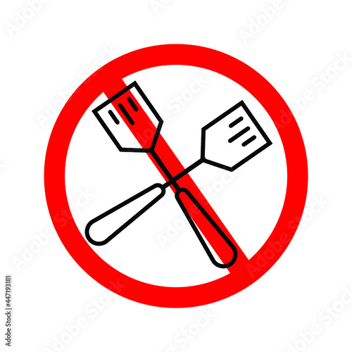 no spatula. spatula icon in trendy flat style isolated with red prohibit sign for your website design, logo, app, UI. Vector illustration, EPS10.