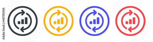 Analysis synchronization icon. Vector illustration