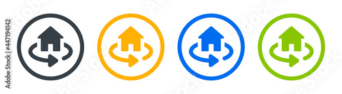 360 degree panorama house icon on round design.
