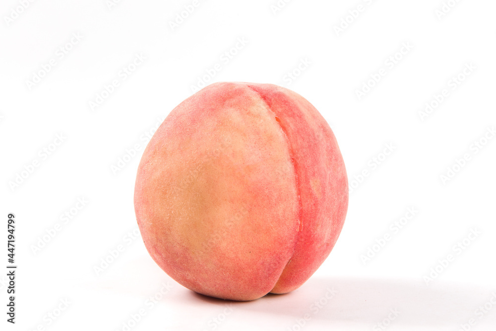 Ripe peach fruit close-up on white background Ripe peach fruit close-up on white background