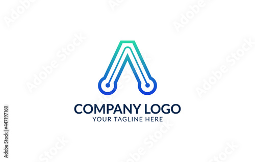 Creative A Letter Logo Template. A Letter Technology Logo Design.