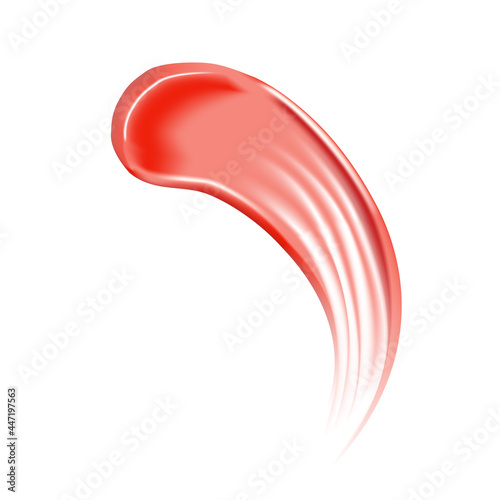 Curvy lipstick smear, smoothly smudged. Makeup sample, use for advertising flyer, banner, brochure and booklet. Vector make up beauty illustration