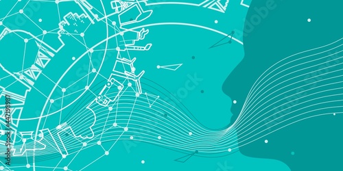 Energy and power icons set with human face