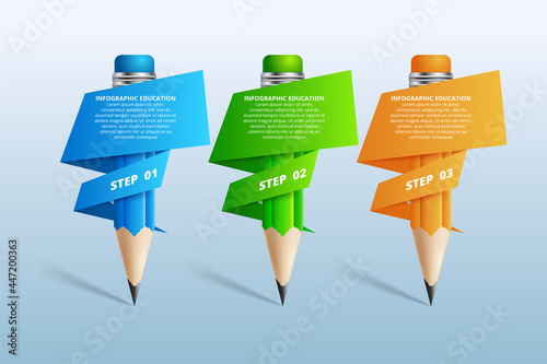 Education pencil Infographics step option