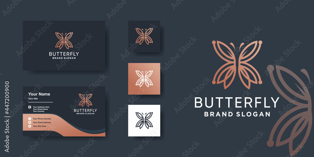Fototapeta premium Butterfly logo template with modern concept Premium Vector