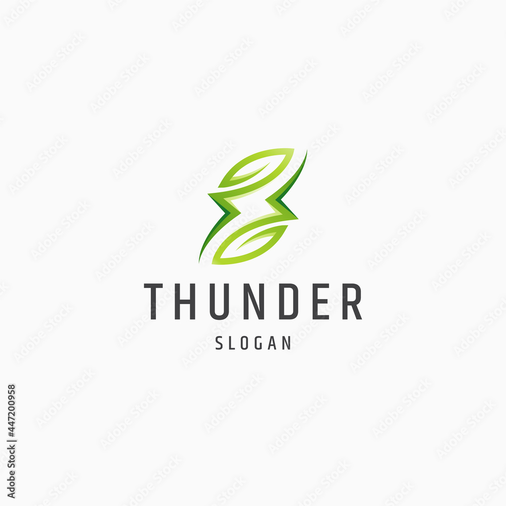 Thunder leaf nature eco energy logo icon design flat template vector illustration