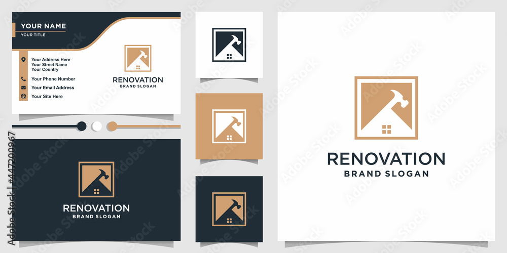 Fototapeta premium Renovation logo template with modern unique concept Premium Vector