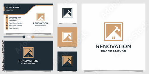 Renovation logo template with modern unique concept Premium Vector