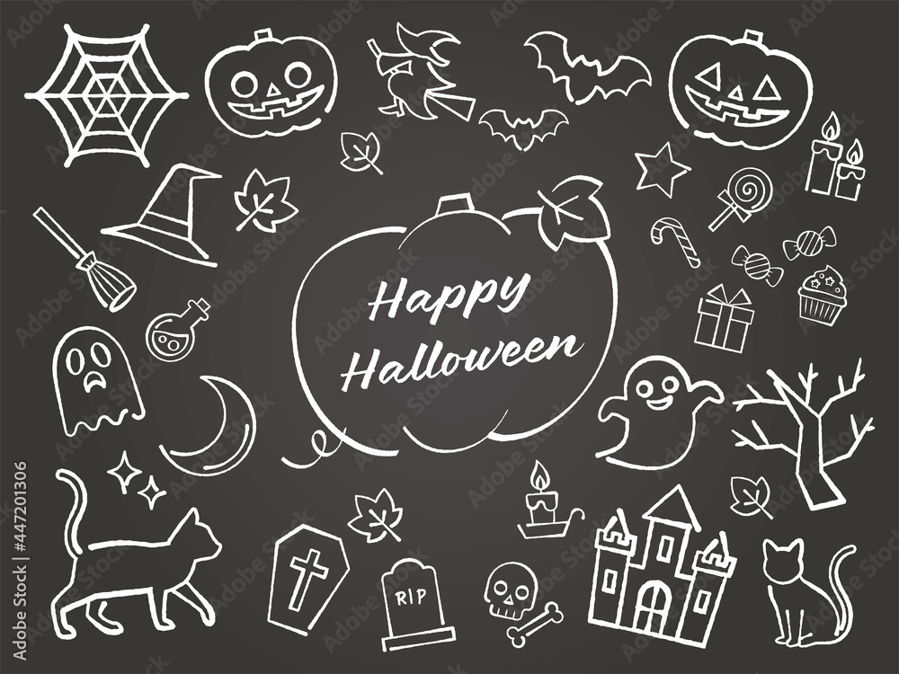 手描き風ハロウィンアイコンセット　Hand-drawn Halloween Icons