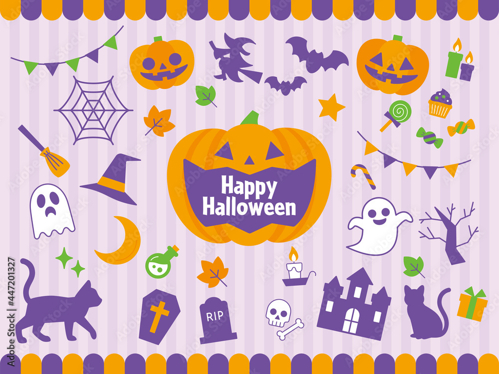 Fototapeta premium ハロウィンアイコンセット Halloween Icons Vector Art
