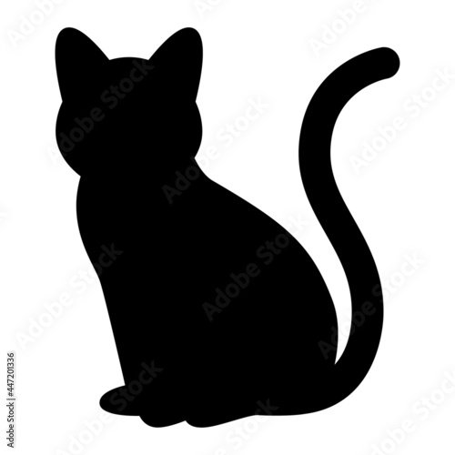 座る猫のシルエットアイコン　Sitting cat silhouette icon