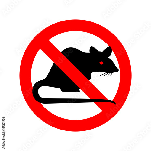 Stop Rat. Ban Big Mouse. Rodent Prohibitive sign vector Illustration