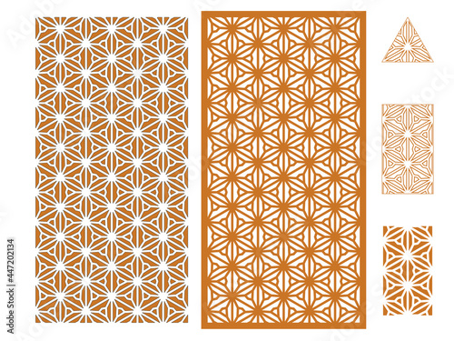 pattern with flowers shapes Triangles 0017A Decorative Screen Laser Cutting Paper Cutting Grill board CNC Digital Cutting Template
