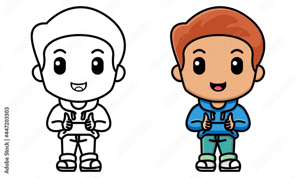 boy making thumbs up sign with both hands coloring page for kids boy making thumbs up sign with both hands coloring page for kids